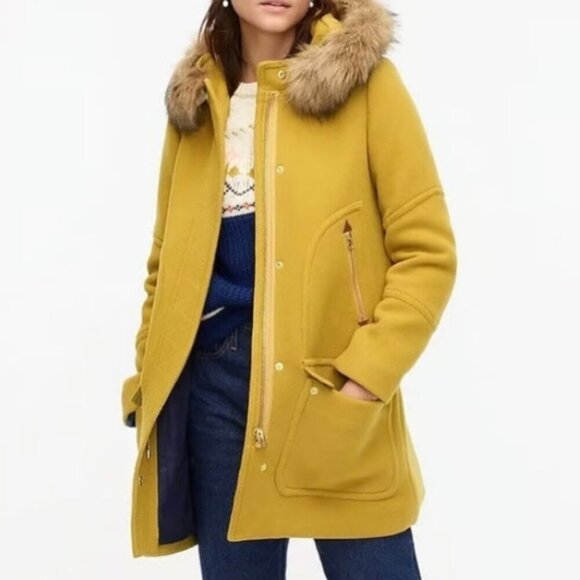 JCrew $365 Chateau Parka in Italian Stadium-Cloth Wool 2 Light Mustard J5488 - Picture 3 of 3